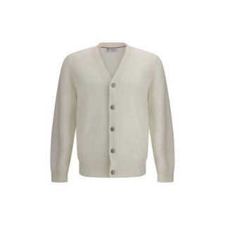 Brunello Cucinelli White Cashmere Cardigan