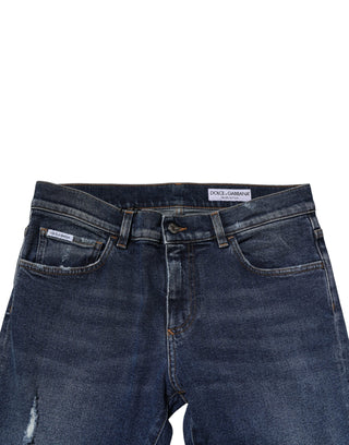 Dolce & Gabbana Blue Washed Skinny Cotton Denim Jeans