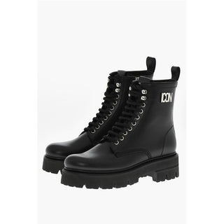 Dsquared² Leather ICON CLUBBING Combat Boots With Side Zip