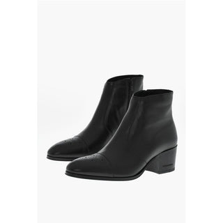 Dsquared² Leather VINTAGE Boots With Brogues Details Heel 6 cm