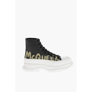 Alexander McQueen Printed Leather Boots with Platform