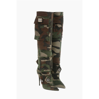 Dolce & Gabbana Camouflage Denim Boots with Pockets 11cm