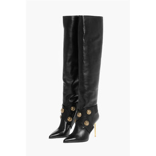 Balmain Leather ALMA Boots with Jewel Buttons