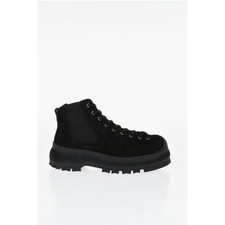 Jil Sander Suede Lace-up Chelsea Booties with Vibram Sole