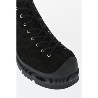 Jil Sander Suede Lace-up Chelsea Booties with Vibram Sole