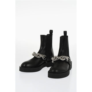 Jil Sander Leather Chelsea Booties with Chain Detail