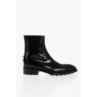 Jil Sander Brushed Leather ANGKOR Booties with Metal Plaque 4cm