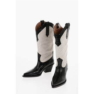 Paris Texas Crocodile-Effect Leather And Canvas ROSARIO Western Boots wi