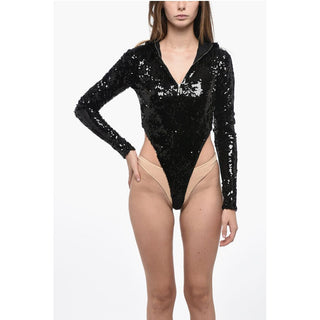 Adriana Hot Couture Sequined Bodysuit with Hood