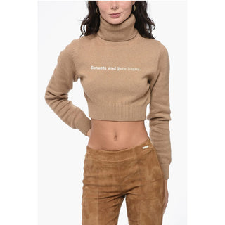 Palm Angels Embroidered Cropped SUNSET Turtle Neck Sweater