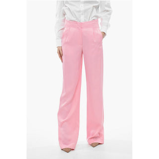 MSGM Single-pleated Satin Palazzo Pants