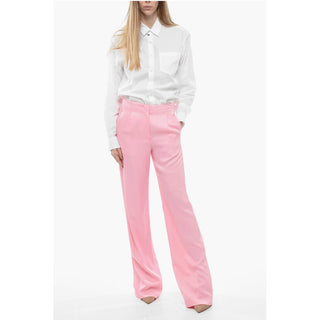 MSGM Single-pleated Satin Palazzo Pants