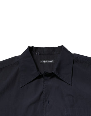 Dolce & Gabbana Dark Blue Cotton Short Sleeves Casual Shirt