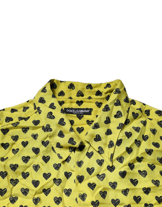 Dolce & Gabbana Yellow Heart Short Sleeves Men Casual Shirt