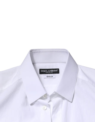 Dolce & Gabbana White GOLD Crown Bee Men Dress Formal Shirt