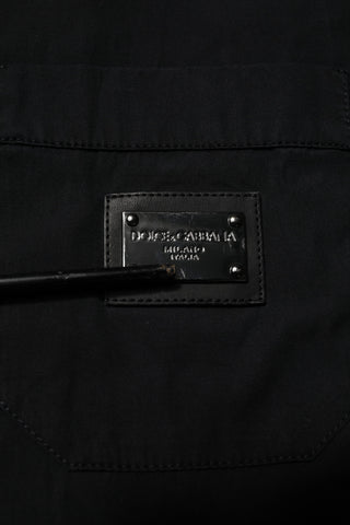 Dolce & Gabbana Black Cotton Short Sleeve Buttoned Casual Shirt