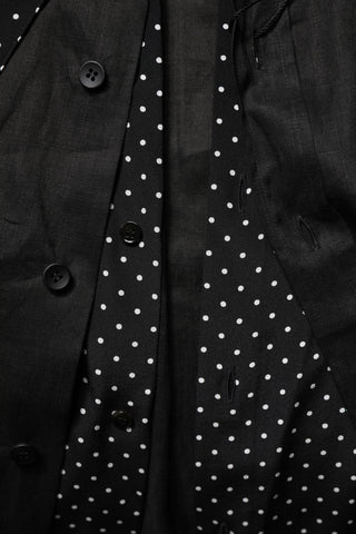 Dolce & Gabbana Black Polka Dot Collar Tie Neck Casual Shirt