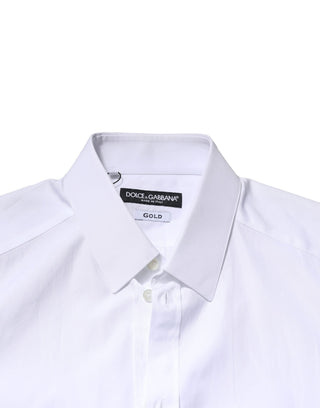 Dolce & Gabbana White GOLD Long Sleeves Men Dress Formal Shirt