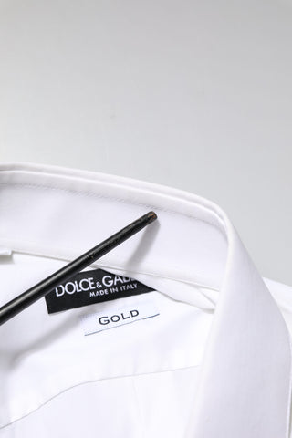 Dolce & Gabbana White GOLD Long Sleeves Dress Formal Shirt