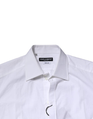 Dolce & Gabbana White Cotton GOLD Long Sleeves Formal Shirt