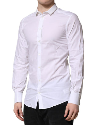 Dolce & Gabbana White Cotton GOLD Long Sleeves Formal Shirt