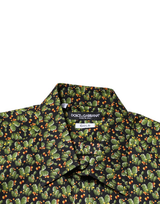 Dolce & Gabbana Multicolor Cotton Cactus GOLD Men Formal Shirt