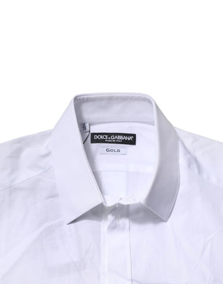Dolce & Gabbana White Cotton Short Sleeves GOLD Casual Shirt