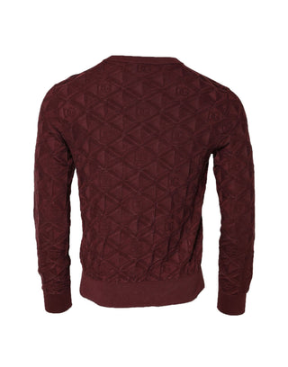 Dolce & Gabbana Bordeaux Silk Knit Crew Neck Pullover Sweater