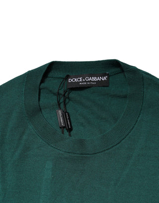 Dolce & Gabbana Green Cashmere Crew Neck Sweatshirt Sweater