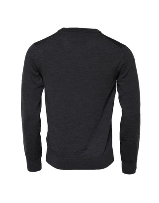 Dolce & Gabbana Dark Gray Wool Crew Neck Sweatshirt Sweater