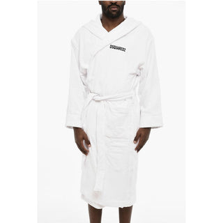 Dsquared² Terry Cottton Bathrobe with Belt and Embroidery Logo