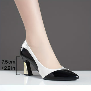 Women's Contrast Color High Heels, Stylish Pointed Toe High Heels, Slip-On High Heels 