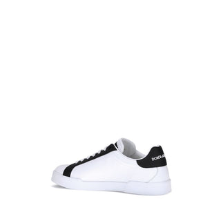 Dolce & Gabbana Black Calf Leather Bos Taurus Low Top Sneakers