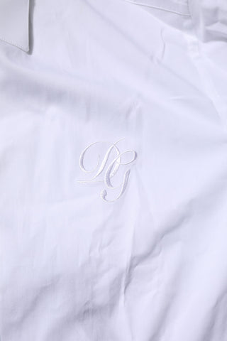 Dolce & Gabbana White Long Sleeves Dress GOLD Formal Shirt