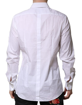 Dolce & Gabbana White Cotton GOLD Long Sleeves Formal Shirt