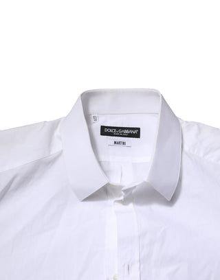 Dolce & Gabbana White Cotton MARTINI Long Sleeve Formal Shirt