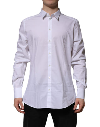Dolce & Gabbana White Cotton GOLD Long Sleeves Formal Shirt