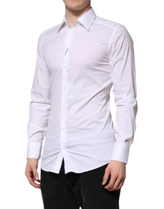 Dolce & Gabbana White Cotton GOLD Long Sleeves Formal Shirt