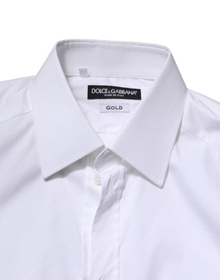 Dolce & Gabbana White Cotton GOLD Long Sleeves Formal Shirt