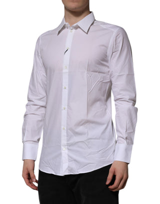 Dolce & Gabbana White Cotton GOLD Long Sleeves Formal Shirt
