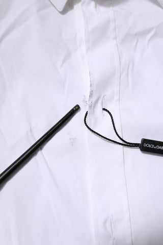 Dolce & Gabbana White Cotton GOLD Long Sleeves Formal Shirt