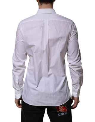 Dolce & Gabbana White Cotton MARTINI Long Sleeve Formal Shirt