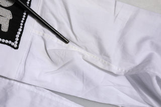 Dolce & Gabbana White Cotton GOLD Long Sleeves Formal Shirt