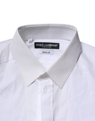 Dolce & Gabbana White GOLD Long Sleeves Dress Formal Shirt
