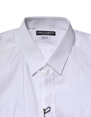 Dolce & Gabbana White GOLD Long Sleeve Dress Formal Shirt