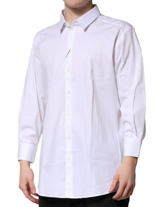 Dolce & Gabbana White GOLD Long Sleeve Dress Men Formal Shirt
