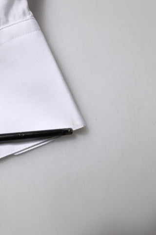 Dolce & Gabbana White GOLD Cotton Long Sleeve Men Formal Shirt