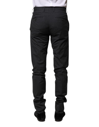 Dolce & Gabbana Gray Striped Cotton Formal Pants