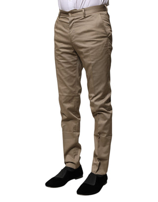 Dolce & Gabbana Brown Cotton Formal Men Slim Pants