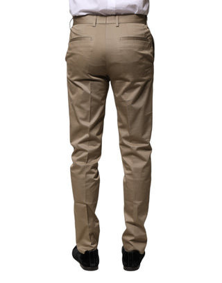 Dolce & Gabbana Brown Cotton Formal Men Slim Pants
